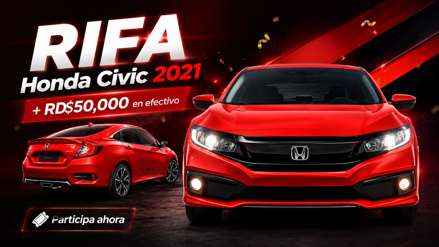 Honda Civic 2021 Sport color rojo, premio principal del Gran Sorteo Élite